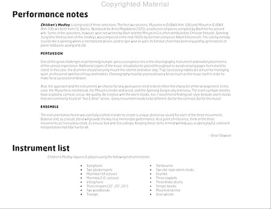 Children's Medley Children's Medley Percussion Ensemble scores gallery preview page 3