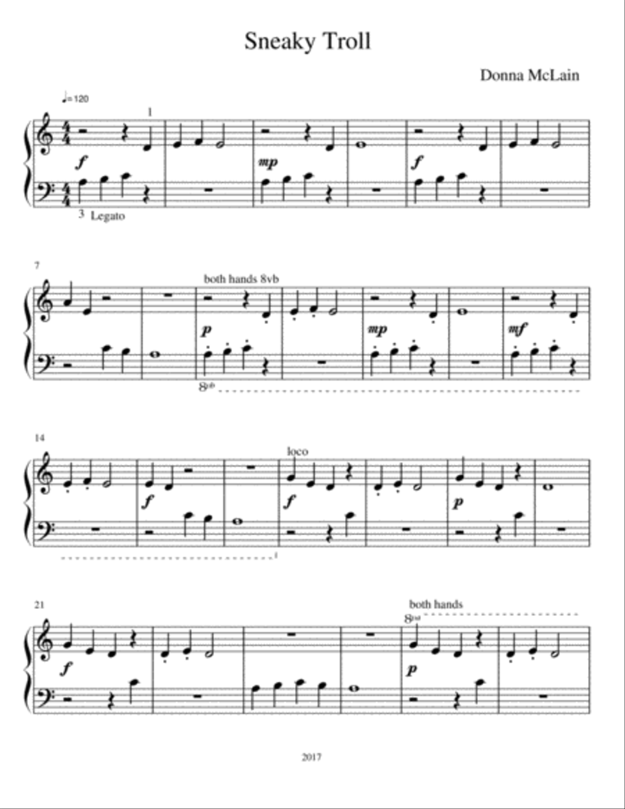 Sneaky Troll Easy Piano scores gallery preview page 1