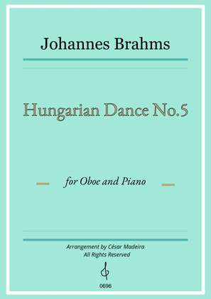 Book cover for Hungarian Dance No.5 by Brahms - Oboe and Piano (Full Score)