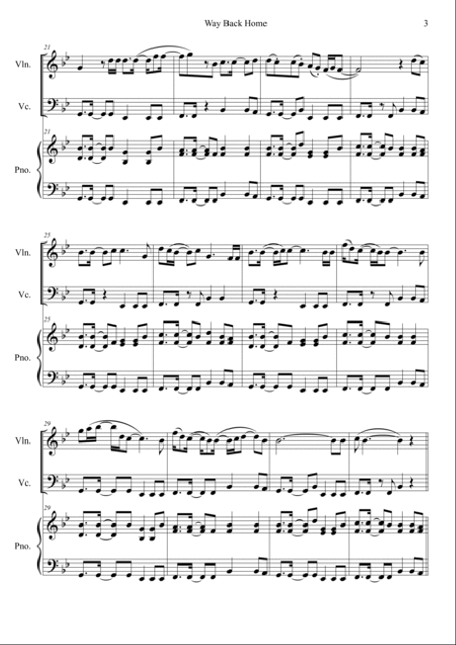 Way Back Home Piano Trio scores gallery preview page 3