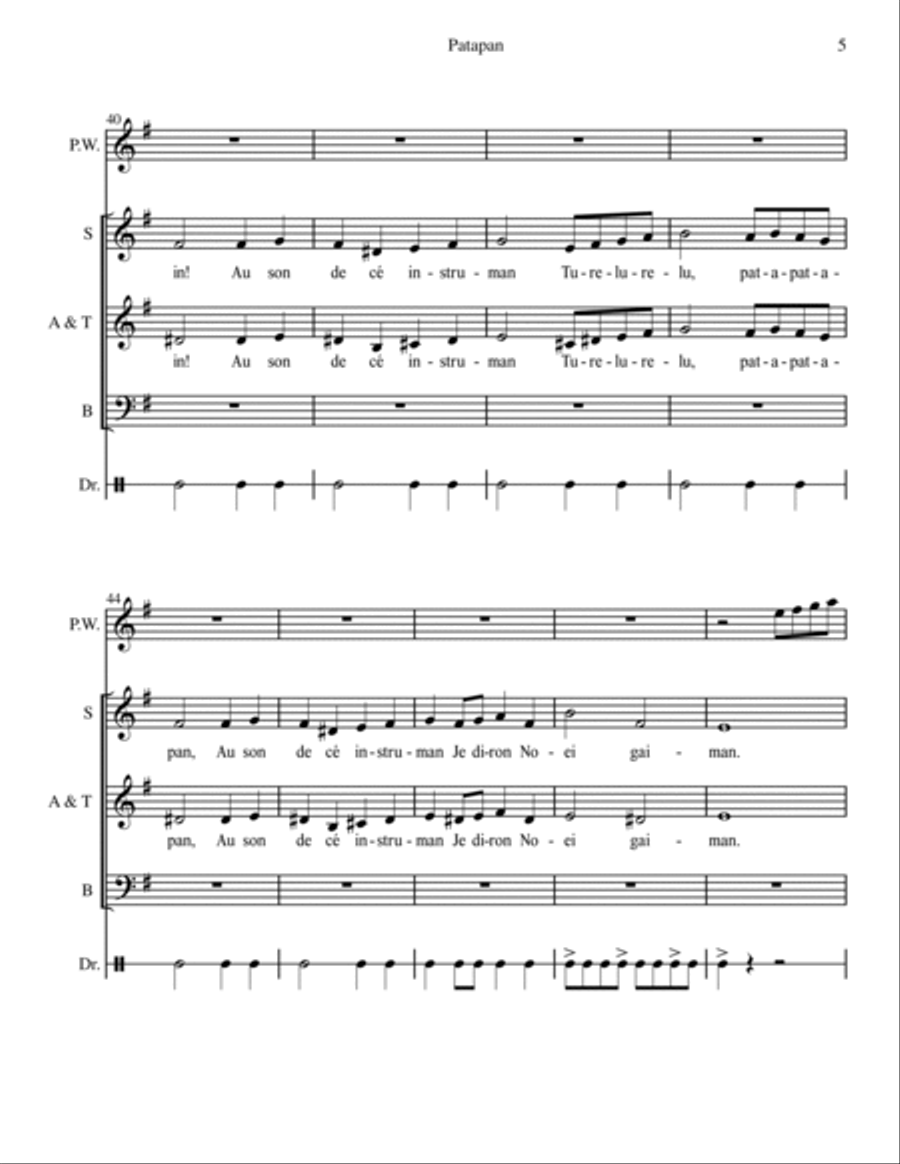 Patapan for 2 part choir 3-Part scores gallery preview page 5