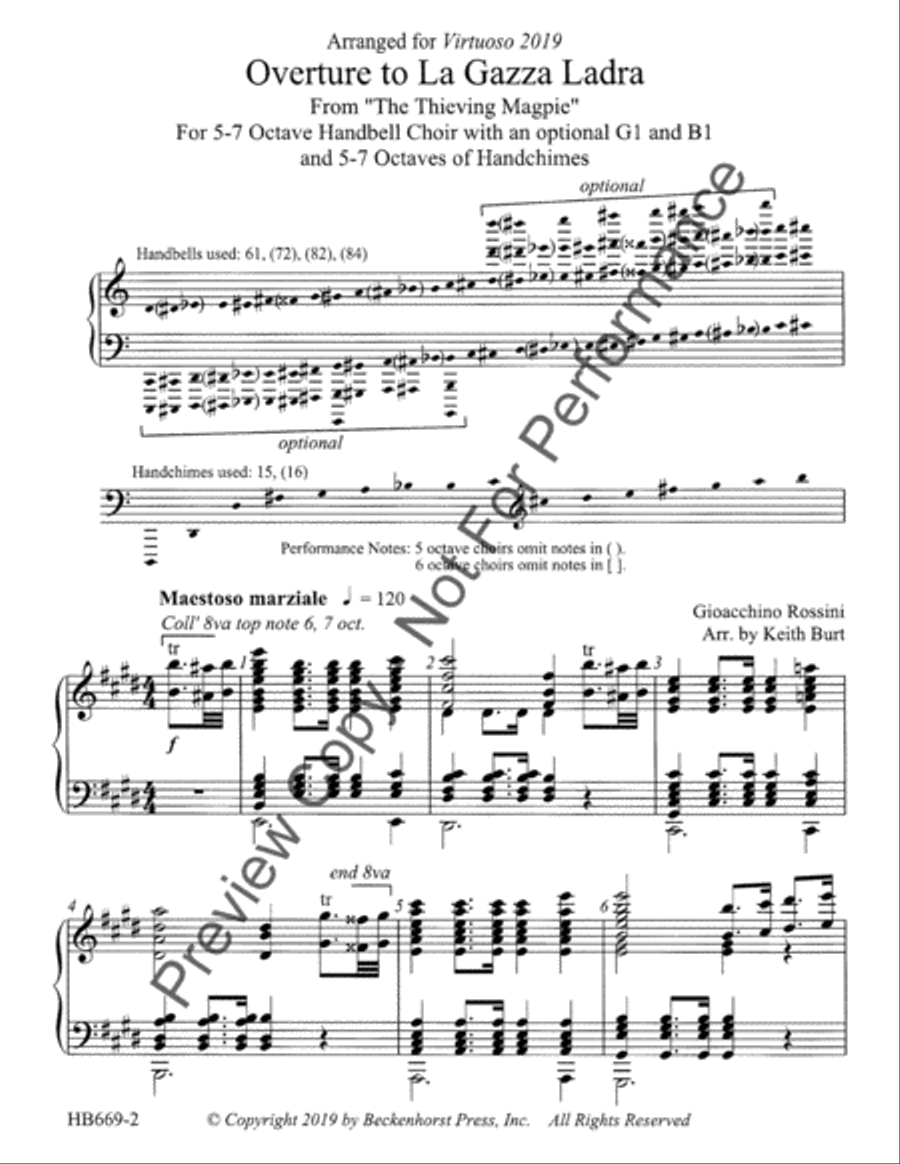 Overture to La Gazza Ladra from the Thieving Magpie Handbell Choir scores gallery preview page 2