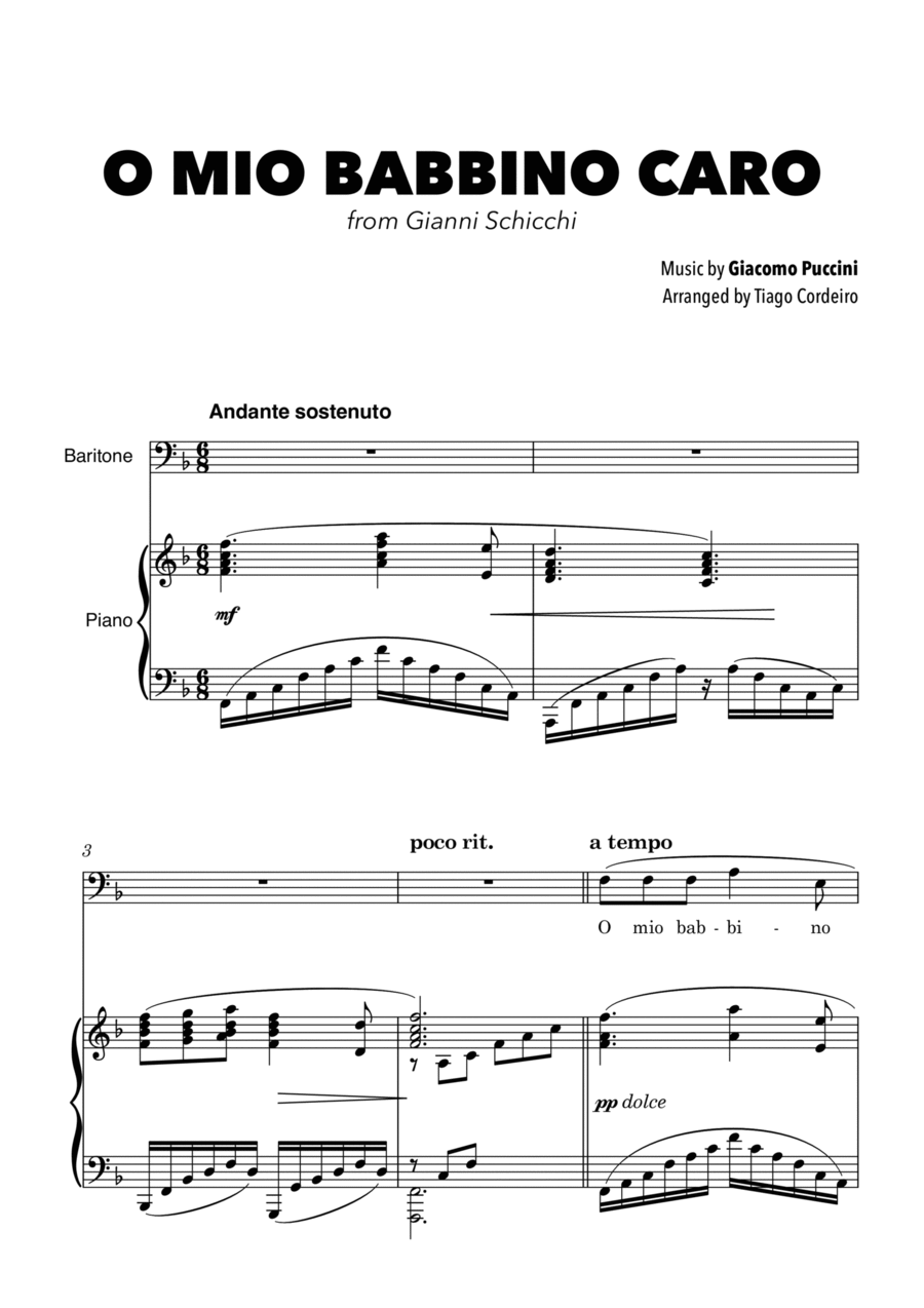 O Mio Babbino Caro O Mio Babbino Caro Voice scores gallery preview page 1