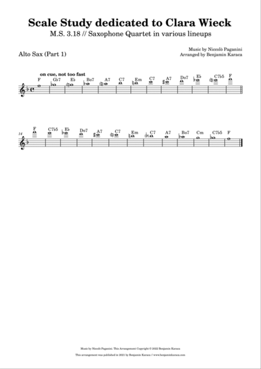 Scale Study dedicated to Clara Wieck, M.S. 3.18 Saxophone Quartet scores gallery preview page 4