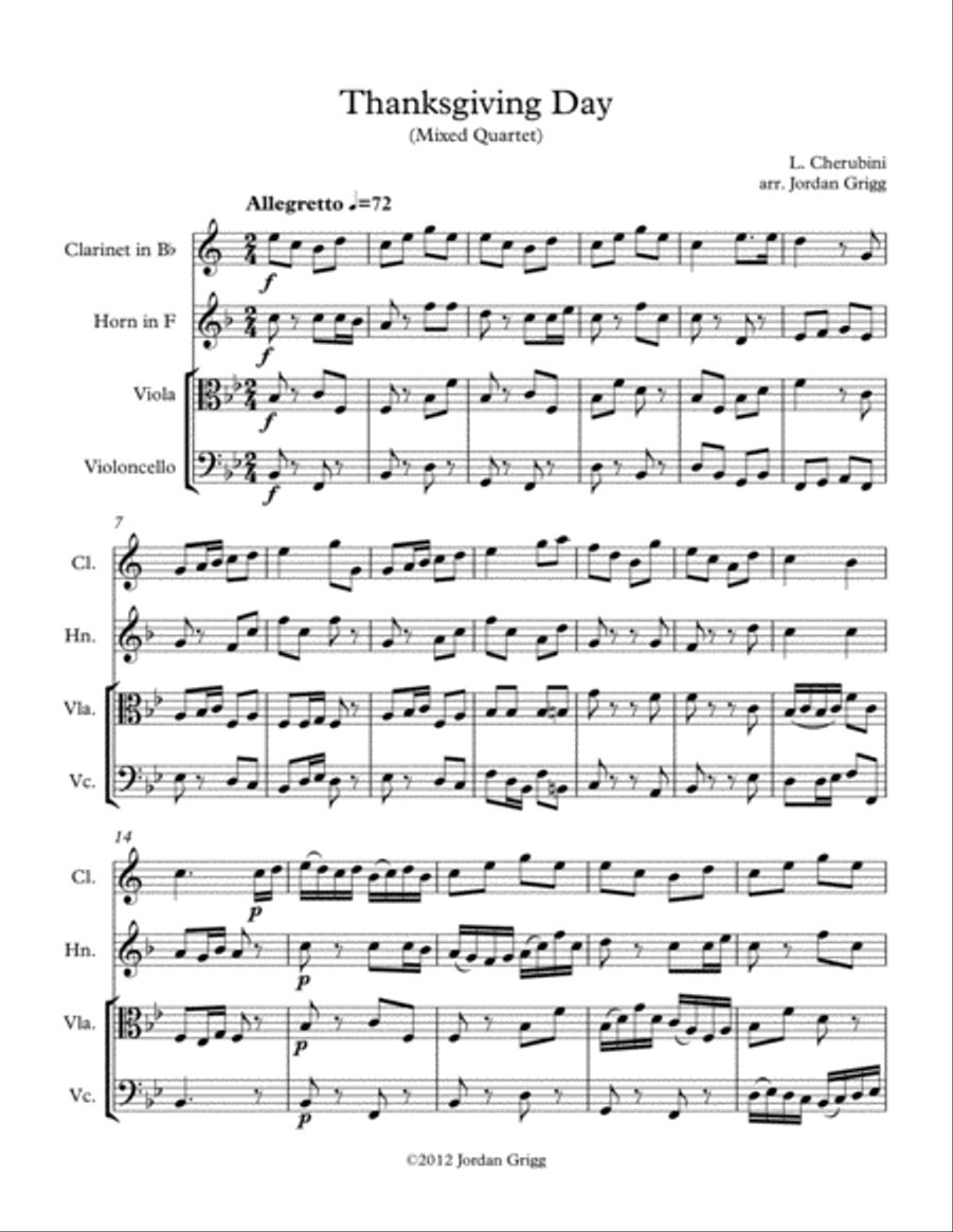 Thanksgiving Day (Mixed Quartet) Small Ensemble scores gallery preview page 1