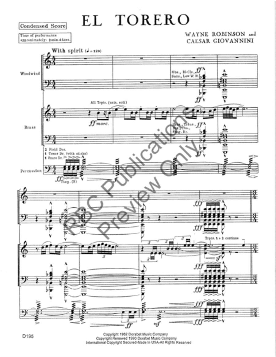 El Torero (Score) Concert Band scores gallery preview page 4