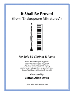 It Shall Be Proved (Solo Clarinet and Piano) from "Shakespeare Miniatures"