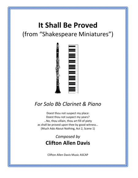 It Shall Be Proved (Solo Clarinet and Piano) from "Shakespeare Miniatures" image number null