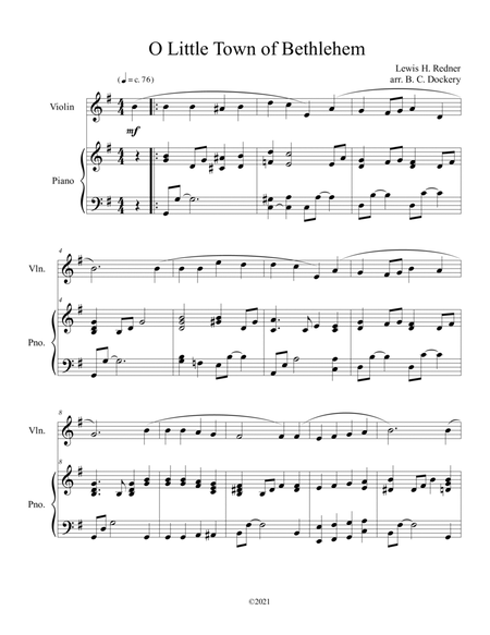 O Little Town of Bethlehem (Violin Solo) with piano accompaniment image number null