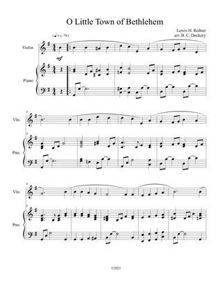 O Little Town of Bethlehem (Violin Solo) with piano accompaniment