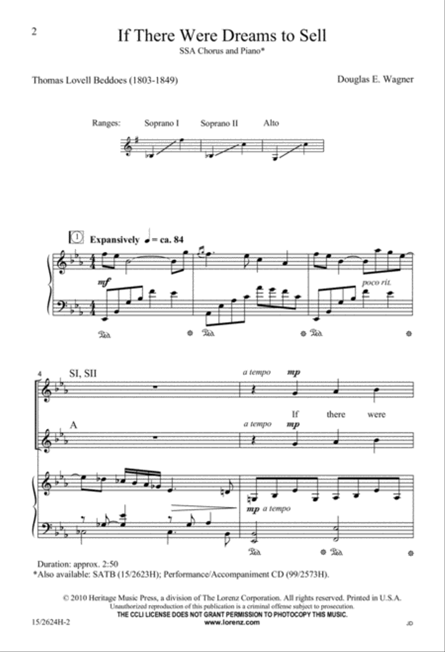 If There Were Dreams to Sell SSA scores gallery preview page 2
