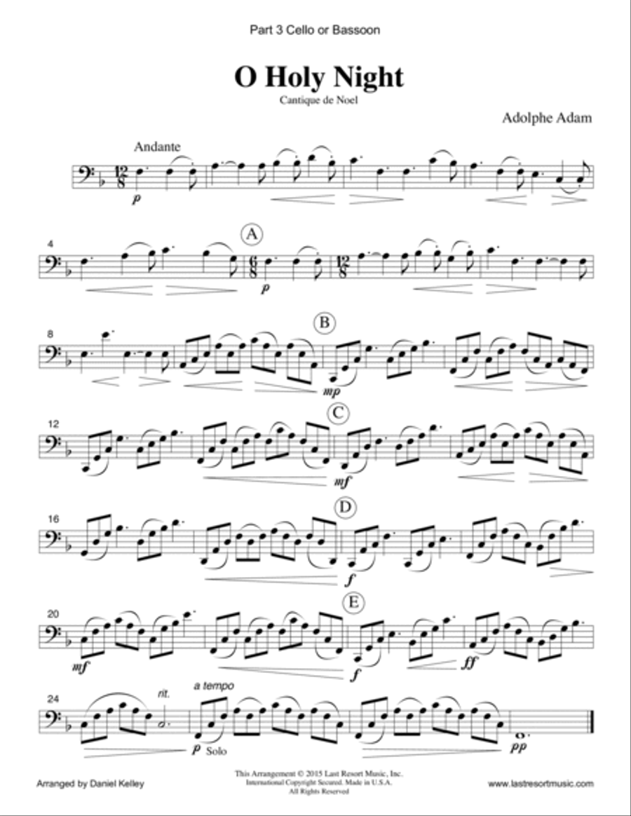O Holy Night for Piano Trio (Violin, Cello, Piano) Set of 3 Parts Chamber Orchestra scores gallery preview page 3