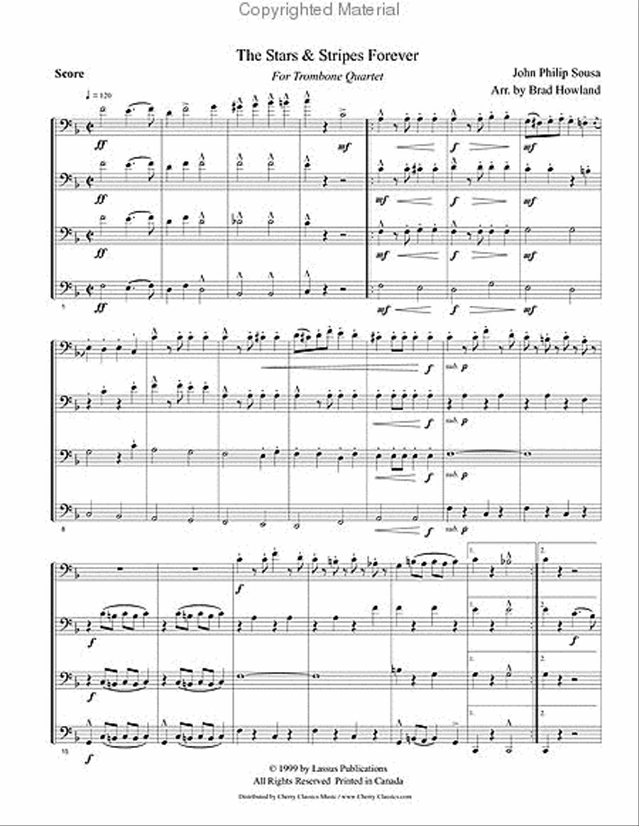 Stars and Stripes Forever Trombone Quartet scores gallery preview page 2