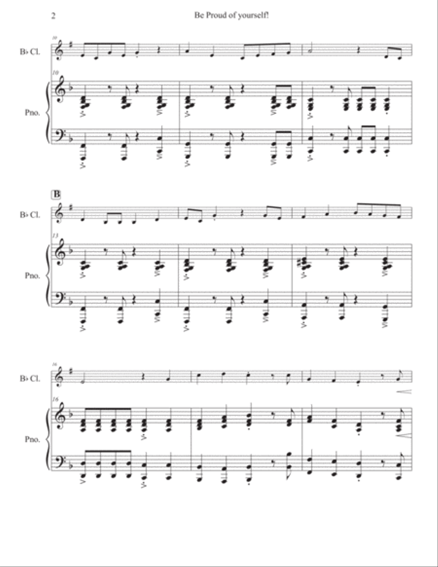 Be Proud of Yourself! for Clarinet in Bb and Piano B-Flat Clarinet scores gallery preview page 3