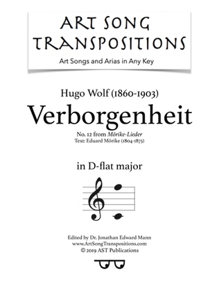 Book cover for WOLF: Verborgenheit (transposed to D-flat major)
