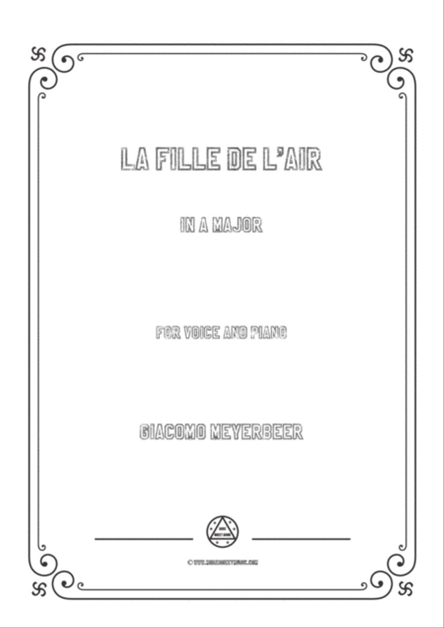 Meyerbeer-La fille de l'air in A Major,for Voice and Piano Voice Solo scores gallery preview page 1