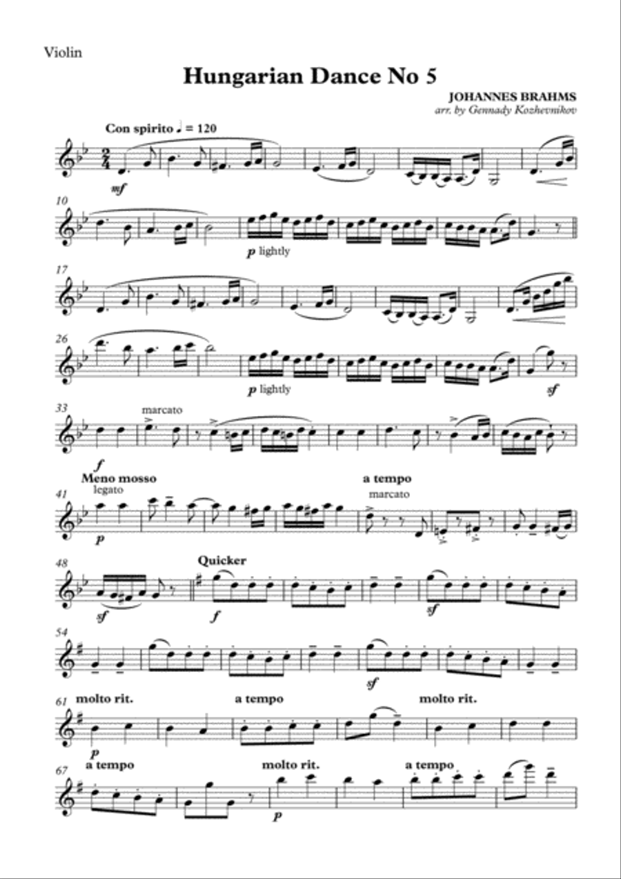 Hungarian Dance # 5 Hungarian Dance # 5 String Trio scores gallery preview page 5