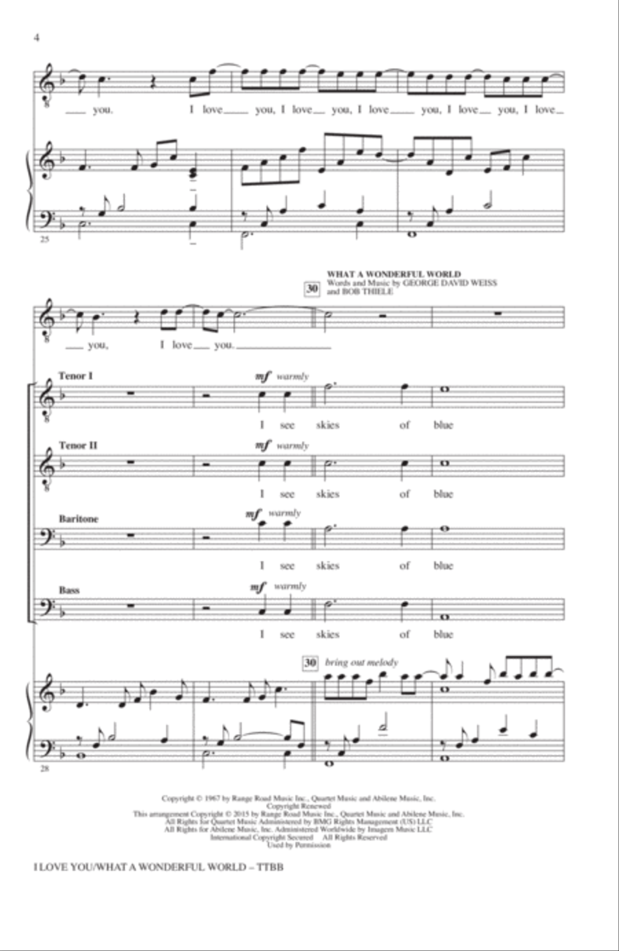 I Love You / What A Wonderful World TTBB scores gallery preview page 3