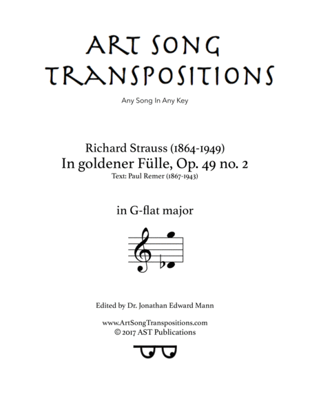 STRAUSS: In goldener Fülle, Op. 49 no. 2 (transposed to G-flat major)