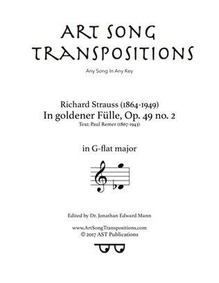 STRAUSS: In goldener Fülle, Op. 49 no. 2 (transposed to G-flat major)