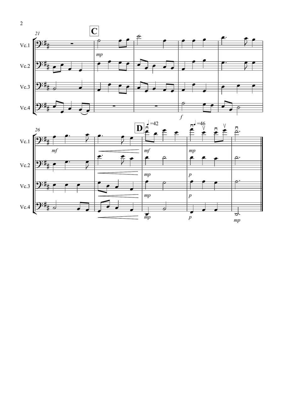 Nimrod (from the Enigma Variations) for Cello Quartet Cello Solo scores gallery preview page 2