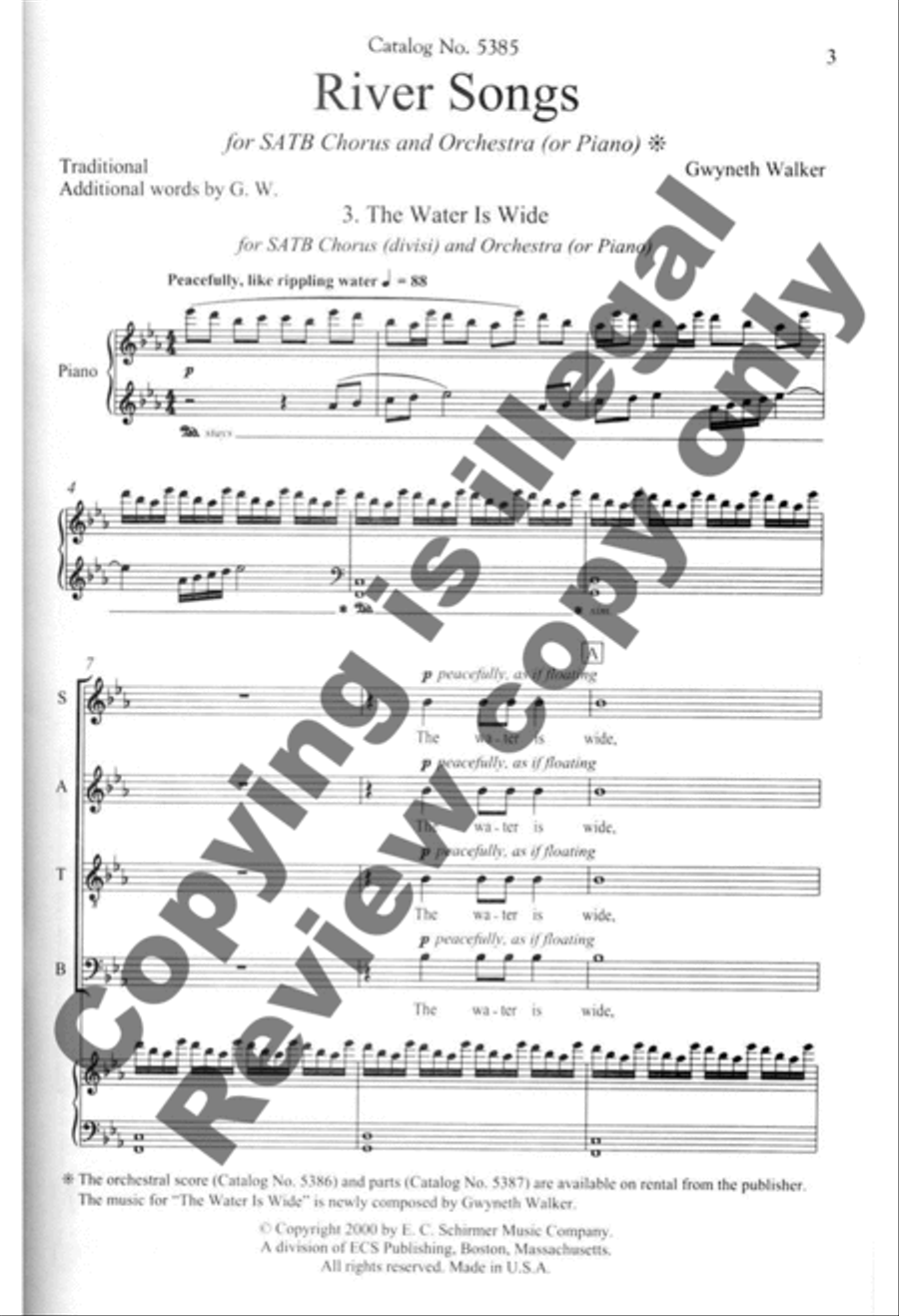 River Songs: 3. The Water is Wide 4-Part scores gallery preview page 6