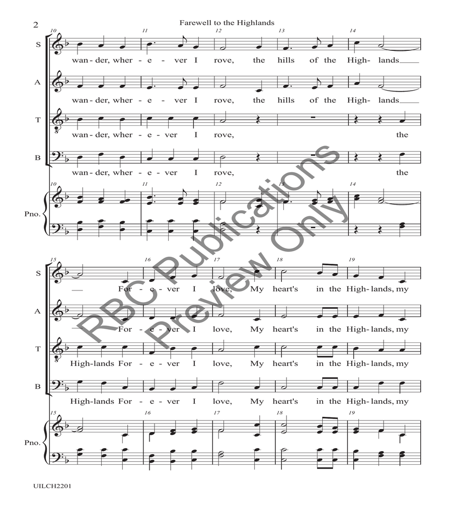 Farewell To The Highlands 4-Part scores gallery preview page 3
