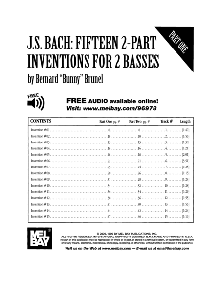 J. S. Bach: Fifteen 2-Part Inventions for 2 Basses