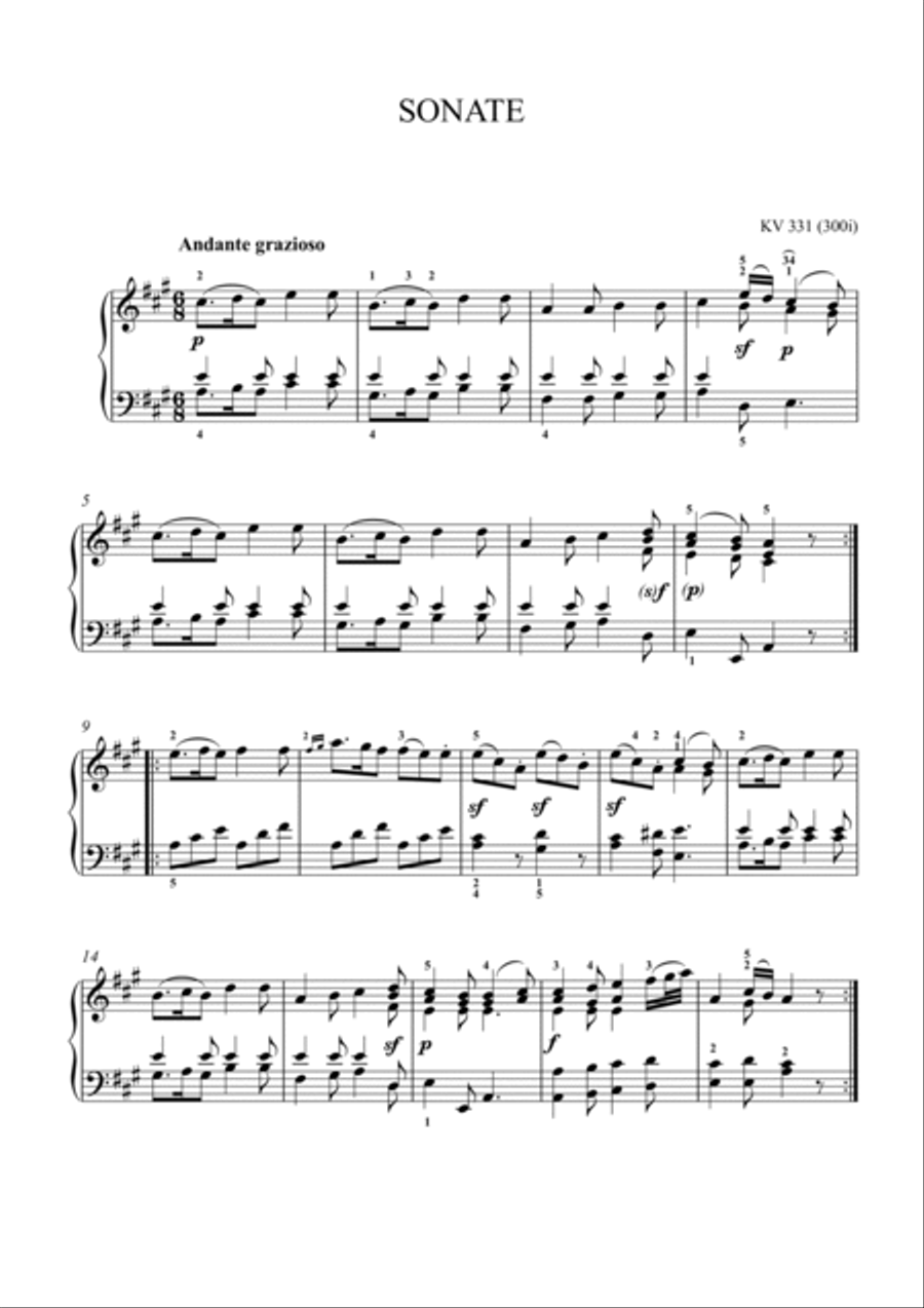 Mozart-Piano Sonata No.11 in A major, K.331 (Alla Turca) Piano Solo scores gallery preview page 2