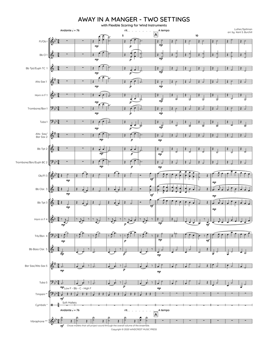 AWAY IN A MANGER - TWO SETTINGS with Flex-Scoring Options Concert Band scores gallery preview page 2