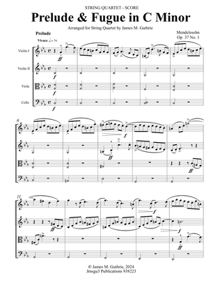 Mendelssohn: Prelude & Fugue in C Minor Op. 37 No. 1 for String Quartet