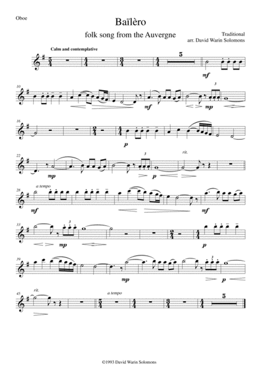 3 songs of the Auvergne for oboe & guitar image number null