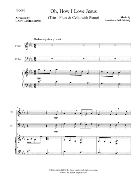 OH, HOW I LOVE JESUS (Trio – Flute & Cello with Piano... Parts included) image number null
