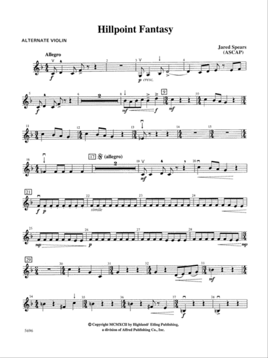 Hill Point Fantasy (Overture for Orchestra): Alternate Violin Full Orchestra scores gallery preview page 1
