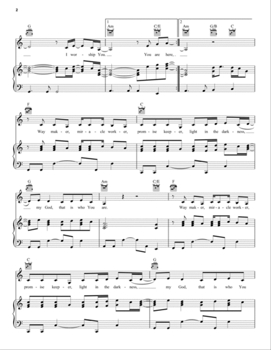 Way Maker Piano, Vocal, Guitar scores gallery preview page 2