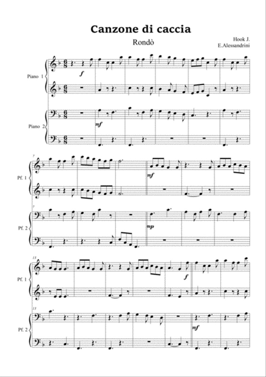 Canzone di caccia (4 hands) Piano Method scores gallery preview page 1