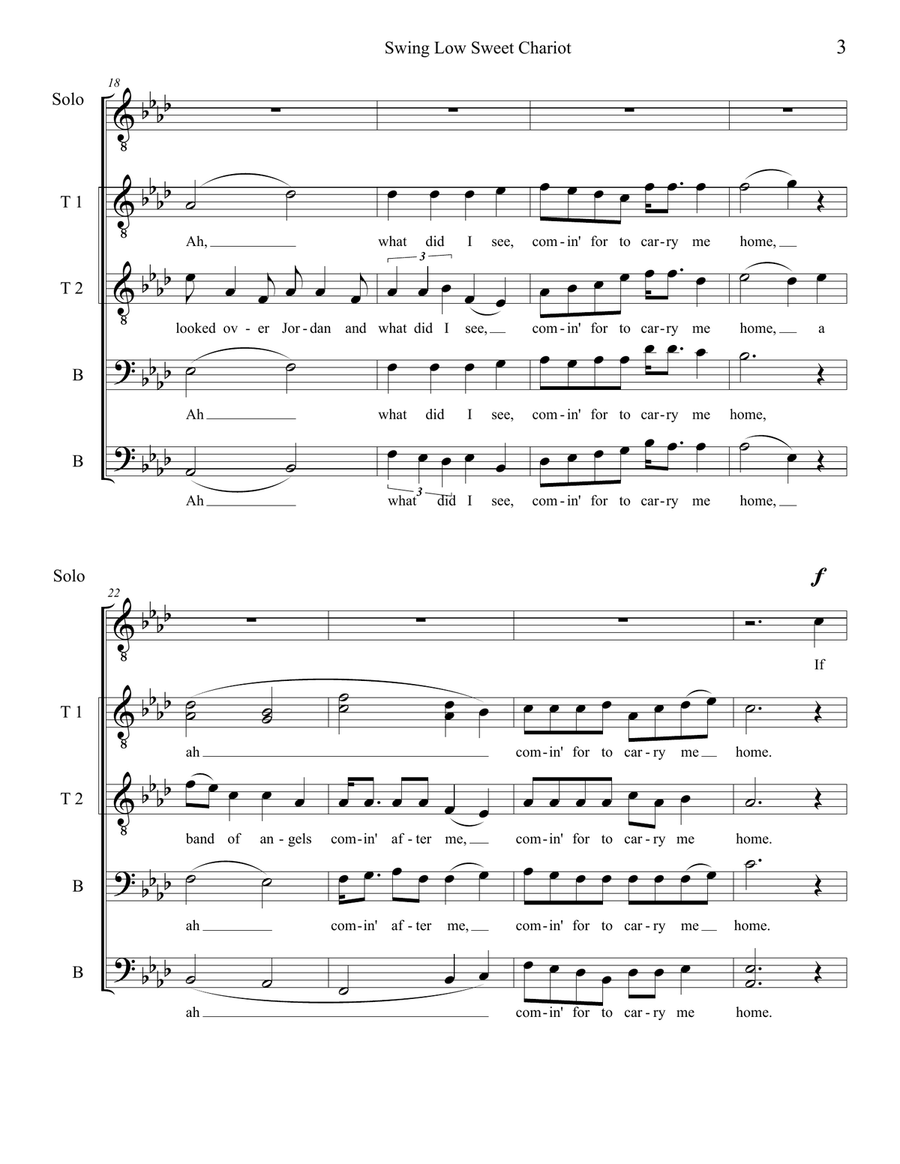 Swing Low Sweet Chariot TTBB TTBB scores gallery preview page 3