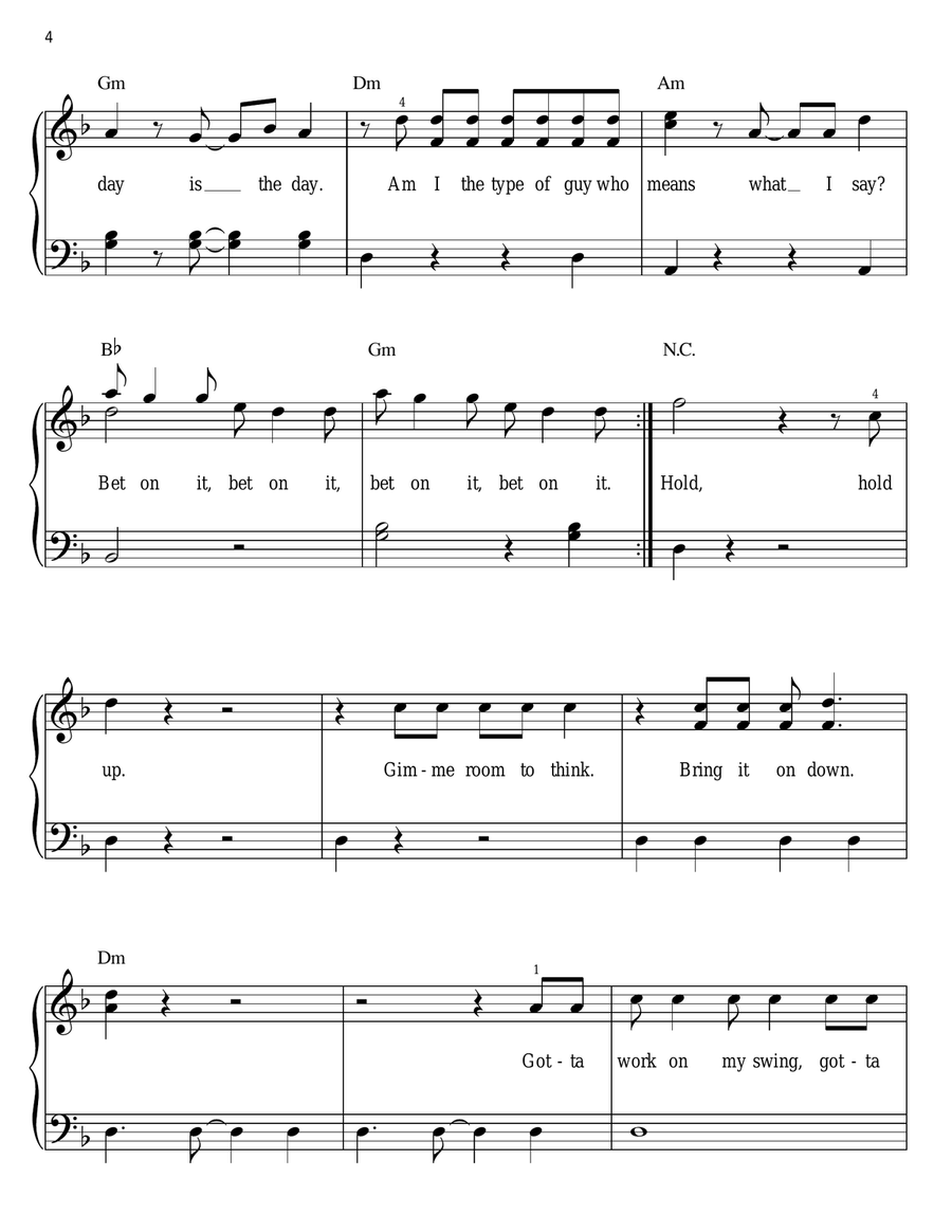 Bet On It Bet On It Easy Piano scores gallery preview page 4