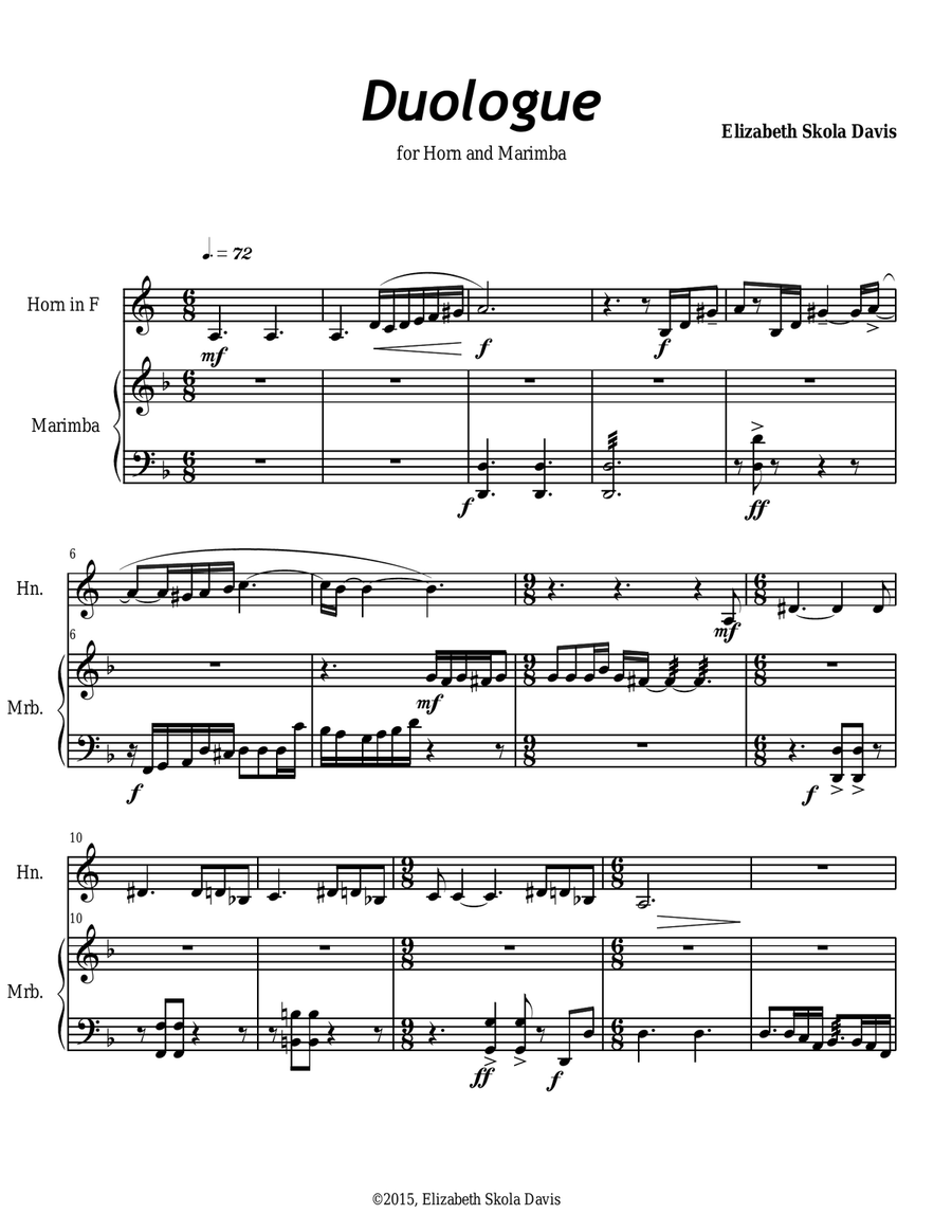 Duologue for Horn in F and Marimba Marimba scores gallery preview page 3