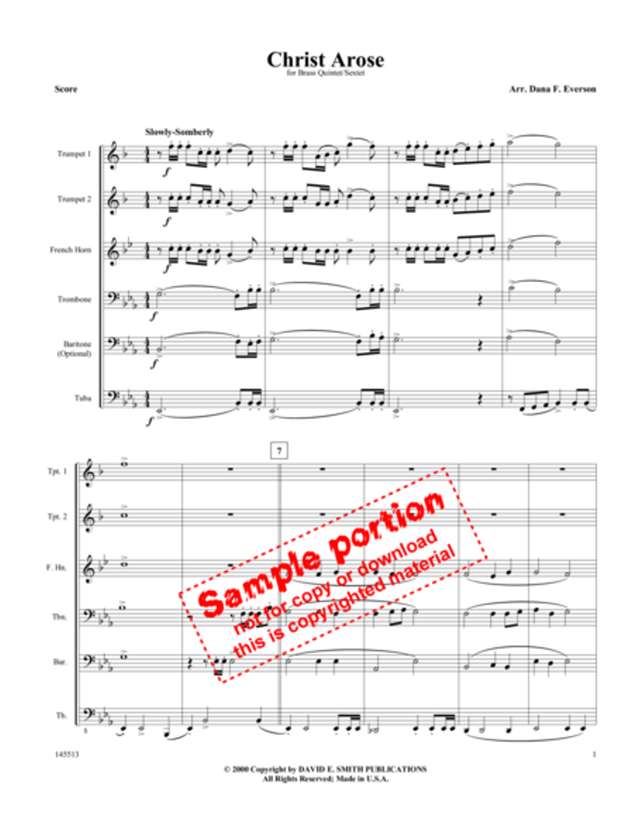 Christ Arose Brass Quintet scores gallery preview page 2