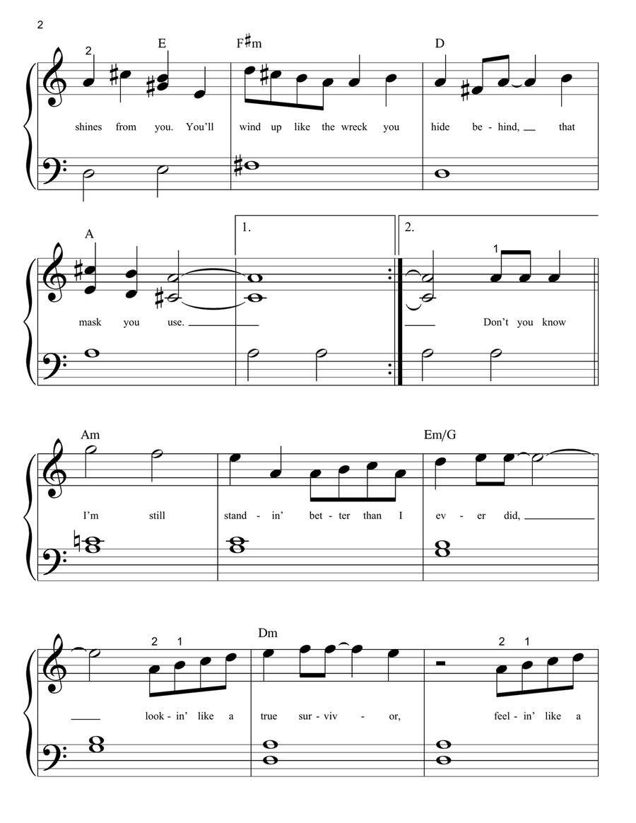 I'm Still Standing Easy Piano scores gallery preview page 2