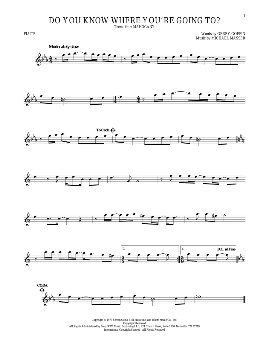 Do You Know Where You're Going To? Flute Solo scores gallery preview page 1