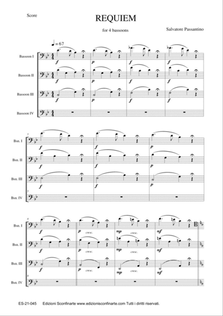 Salvatore Passantino: REQUIEM (ES-21-045) - Score Only Woodwind Quartet scores gallery preview page 3