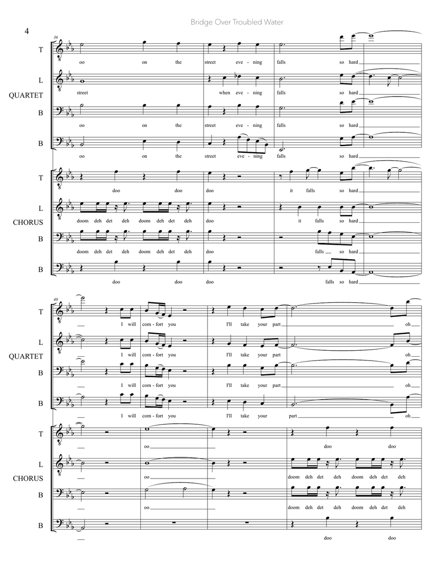 Bridge Over Troubled Water TTBB scores gallery preview page 4