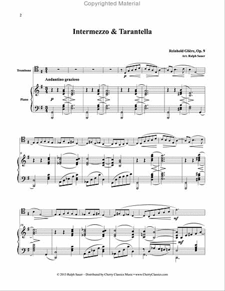 Intermezzo and Tarantella for Trombone & Piano Piano Accompaniment scores gallery preview page 4
