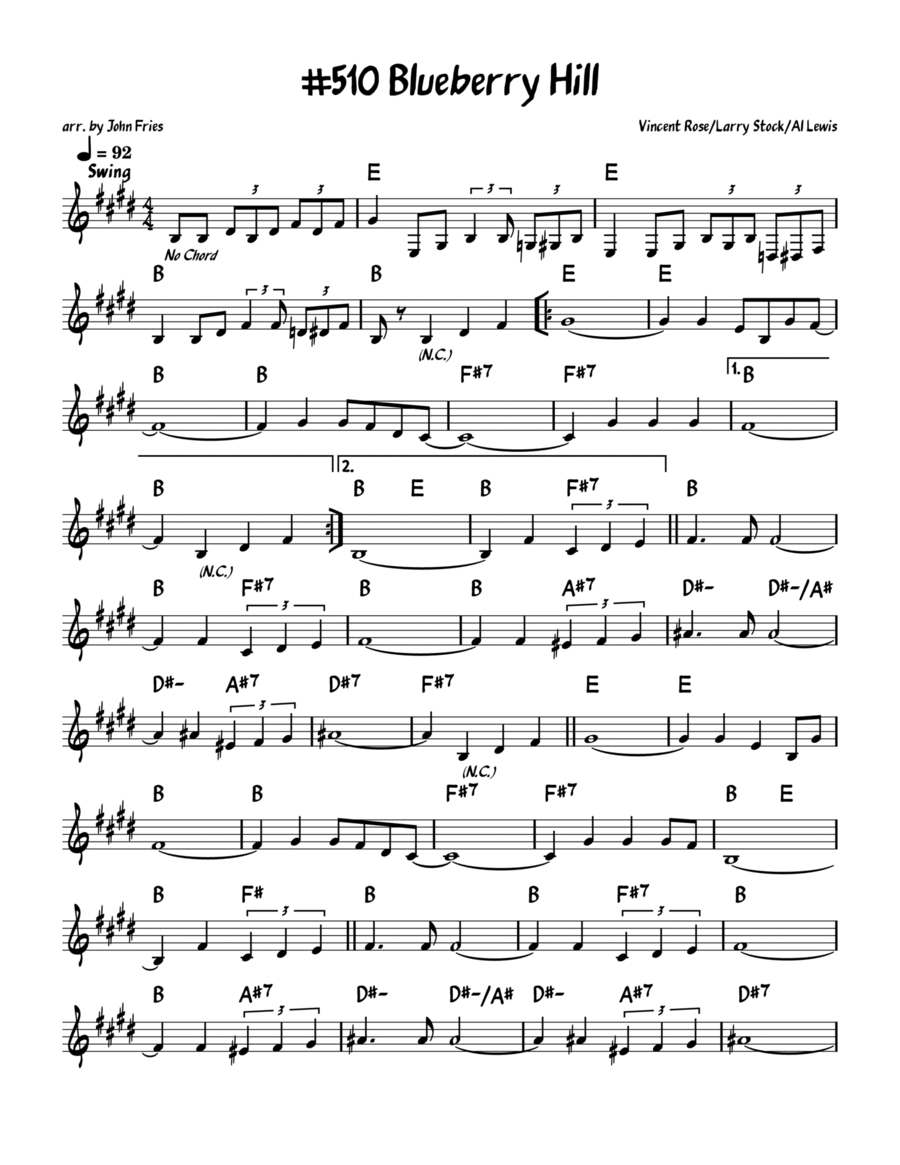 Blueberry Hill Blueberry Hill Piano scores gallery preview page 1