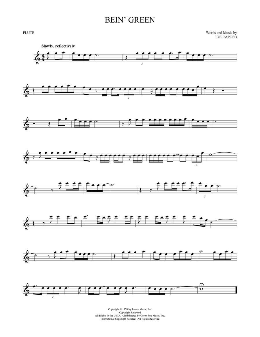 Bein' Green Bein' Green Flute Solo scores gallery preview page 1