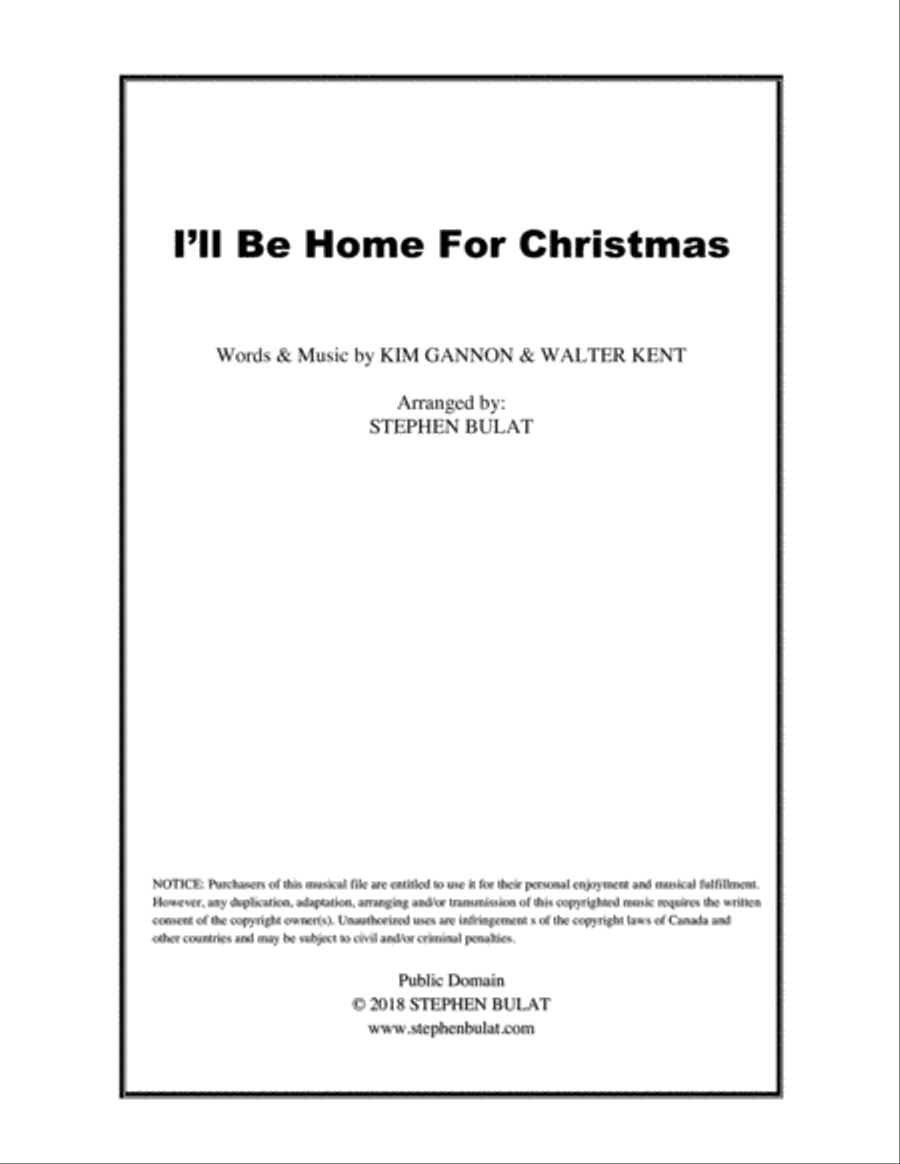 I'll Be Home For Christmas Piano, Vocal, Guitar scores gallery preview page 1