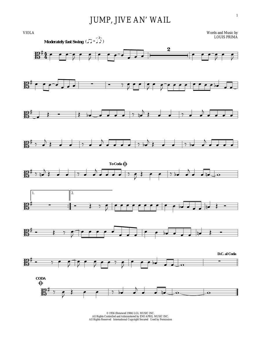 Jump, Jive An' Wail Jump, Jive An' Wail Viola Solo scores gallery preview page 1