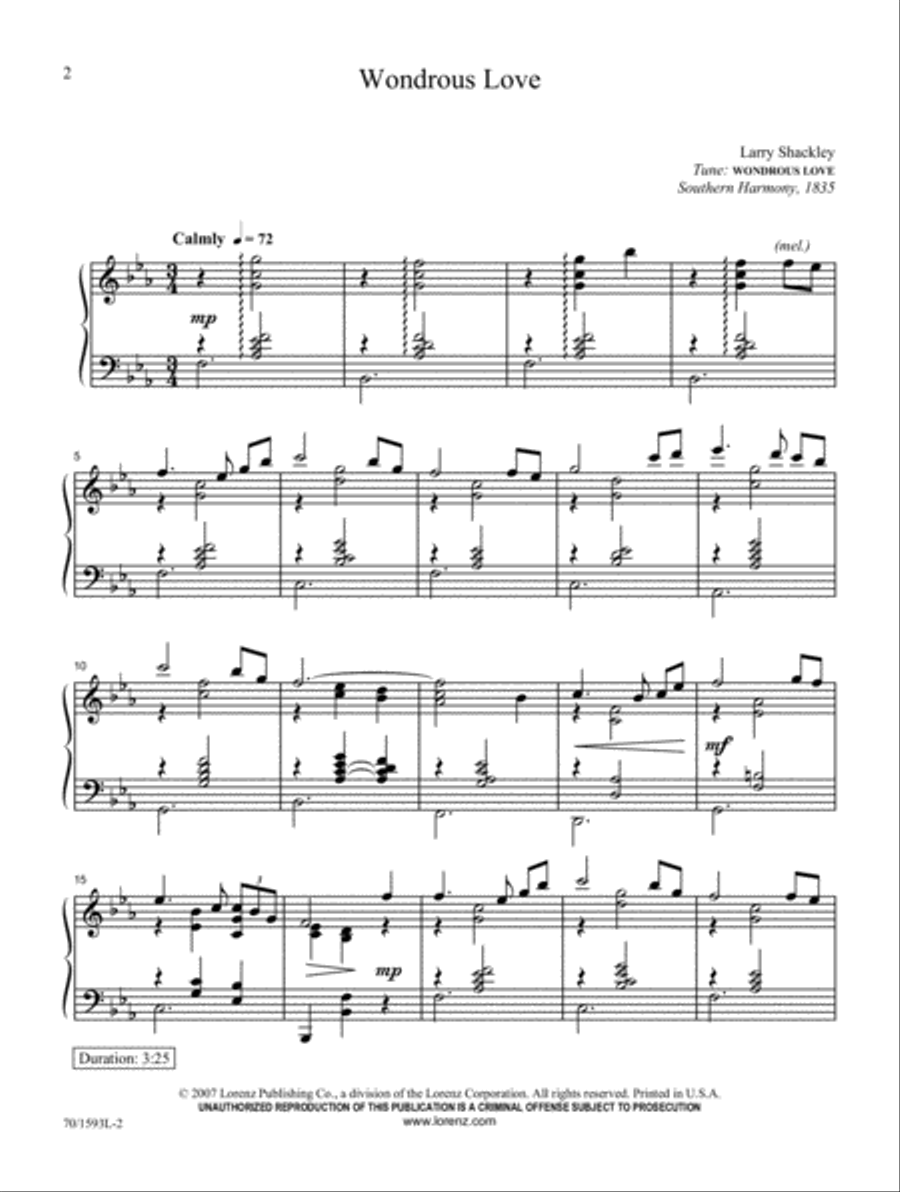 What Wondrous Love! Piano Solo scores gallery preview page 2